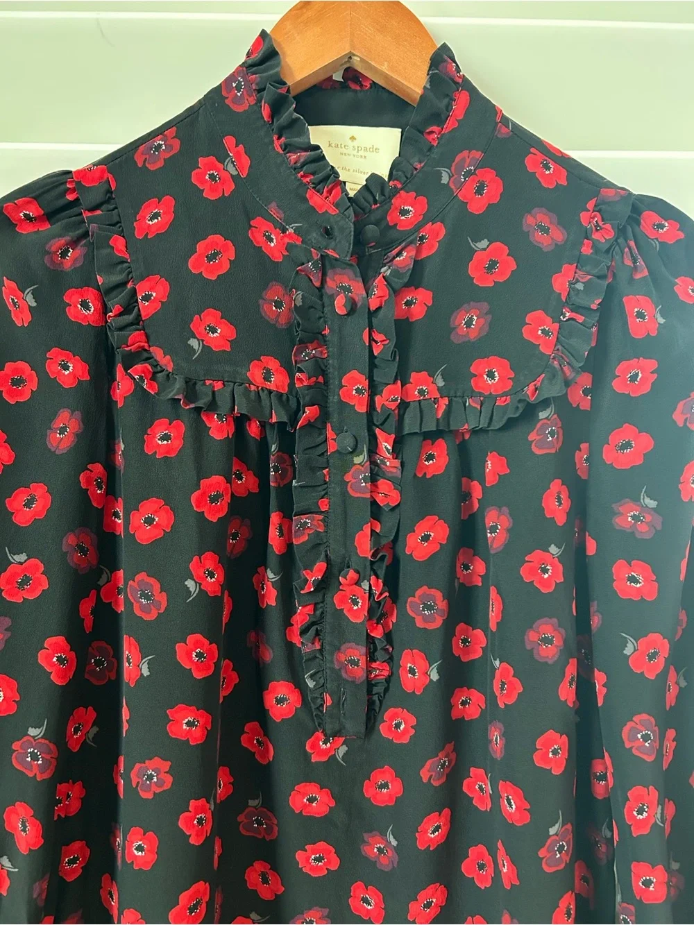 Kate Spade Red Poppy sleeve dress size Xs
